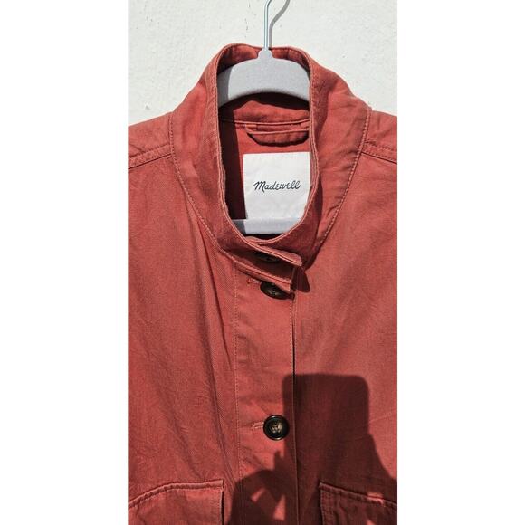 Madewell Womens Jacket Small Rust Orange Button Front Bayview Sleeve Bomber Coat - Picture 6 of 13